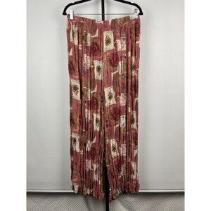 Lisa Z Dusty Pink Floral Garden Crinkle Chiffon Sheer Pants Size S‎